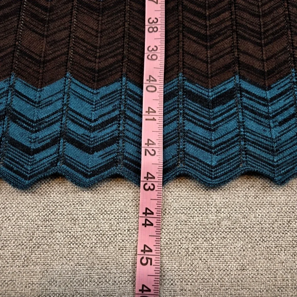 Soft Surroundings Brown & Blue Chevron Long Open Cardigan‎ Women's Petite Small